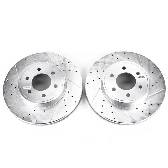 PowerStop Evolution Drilled Slotted Rotors Pair Front For Dodge Durango