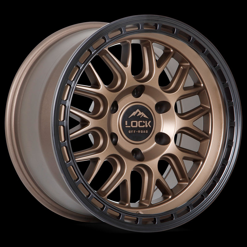 17x9 Lock Off-Road Onyx Matte Bronze W Matte Black Ring 6x139.7 ET-12 Wheel Rim