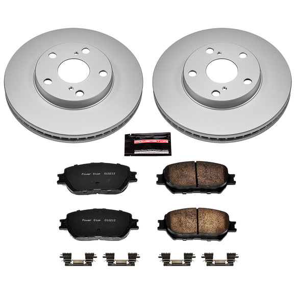 PowerStop Genuine Geomet Coated Rotor and Low-Dust Ceramic Brake Pad Kit