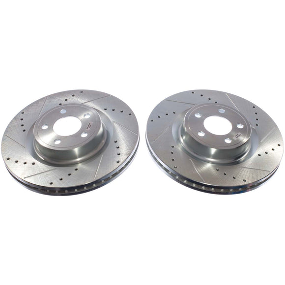 PowerStop Evolution Drilled Slotted Rotors Pair Front For Ford Mustang