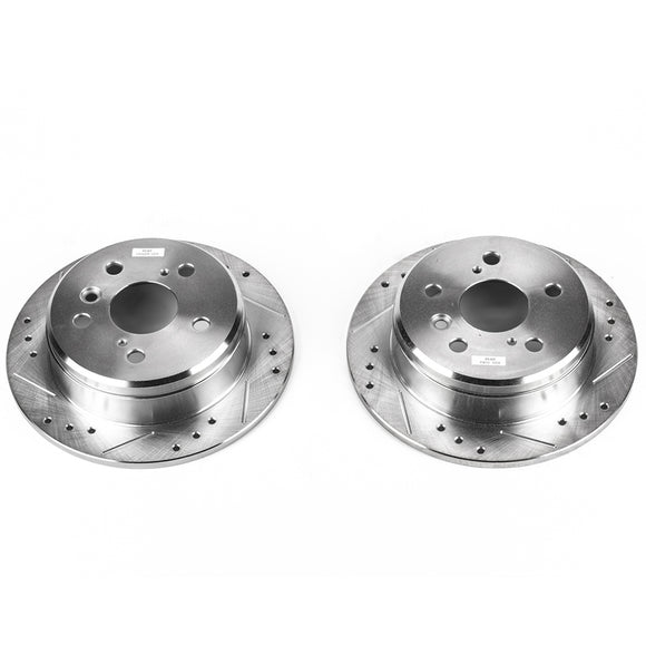 PowerStop Evolution Drilled Slotted Rotors Pair Rear For Toyota Camry