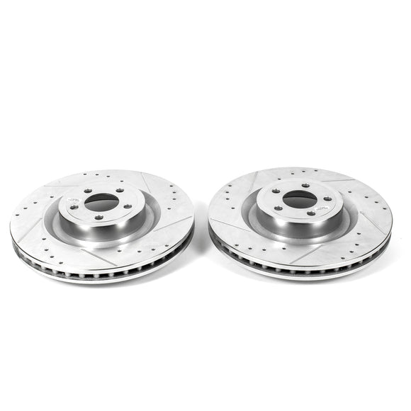 PowerStop Evolution Drilled Slotted Rotors Pair Front For Ford Mustang