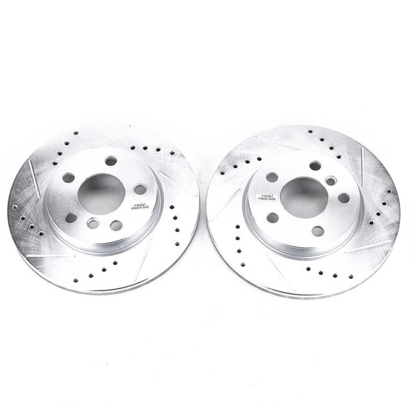 PowerStop Evolution Drilled Slotted Rotors Pair Front For Mini Cooper