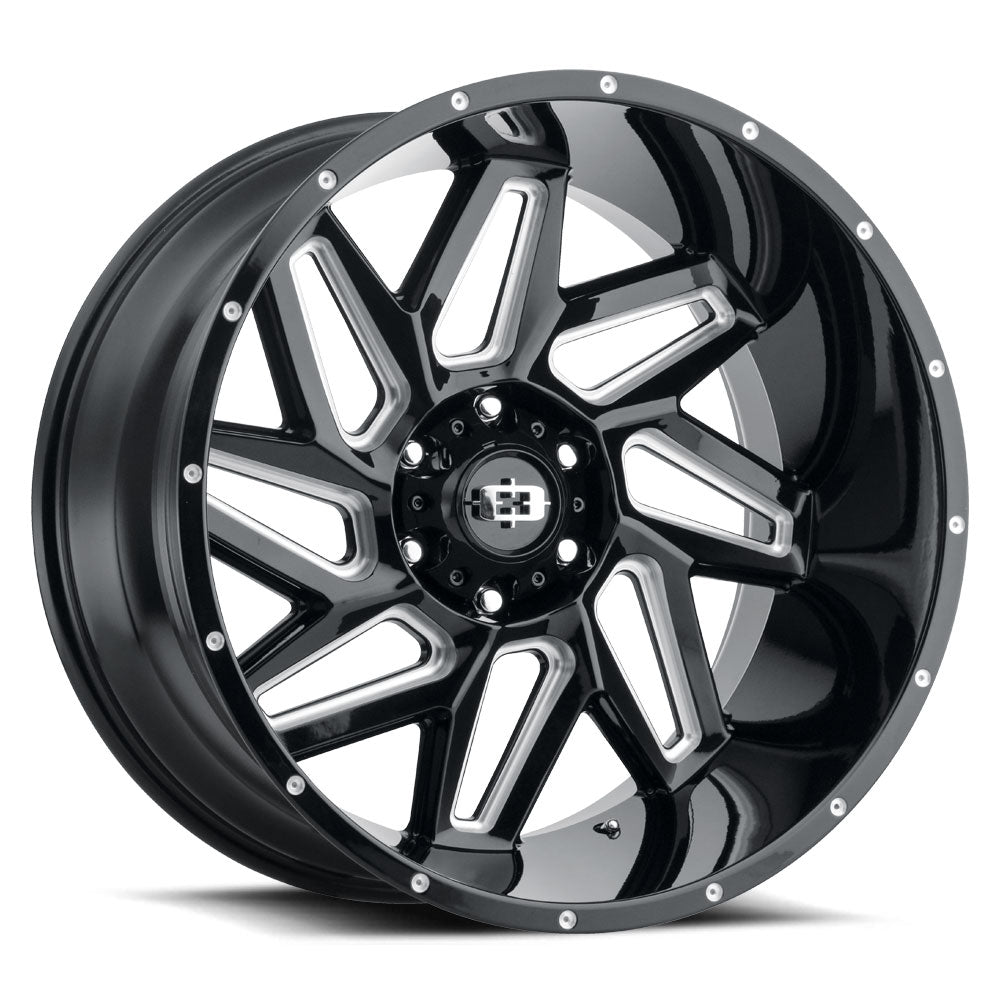 20x10 Vision 361 Spyder Gloss Black Milled Spoke 5x127 5x5 ET-25 Wheel Rim - 0