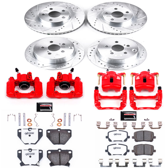 PowerStop Z26 Street Performance Ceramic Brake Pad, Drilled Slotted Rotor, and C
