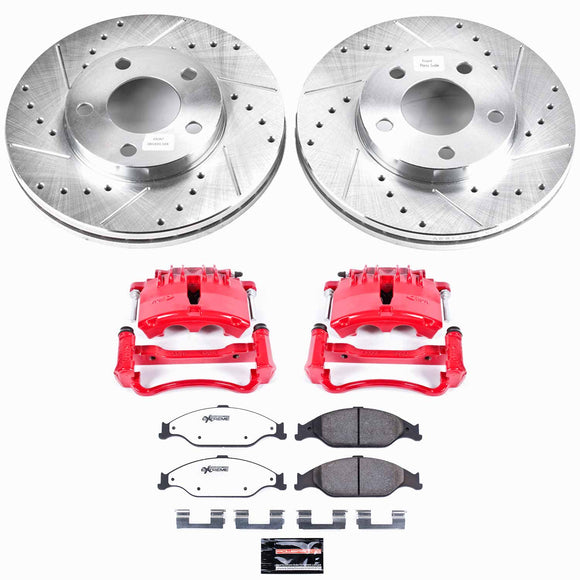 PowerStop Z26 Street Performance Ceramic Brake Pad, Drilled Slotted Rotor, and C