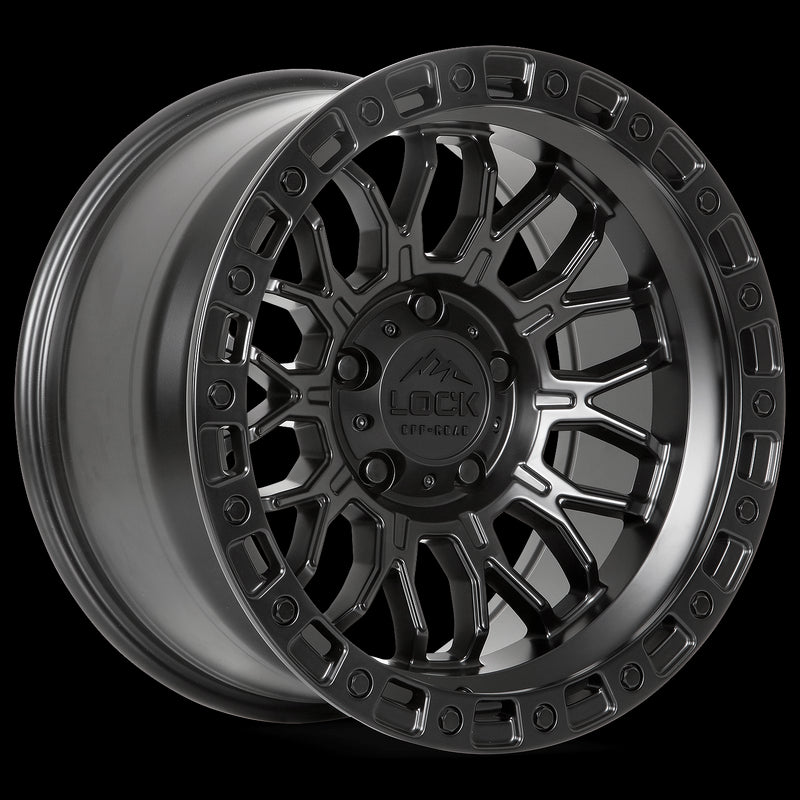 20x9 Lock Off-Road Combat Matte Black W Matte Black Ring 5x127 ET0 Wheel Rim