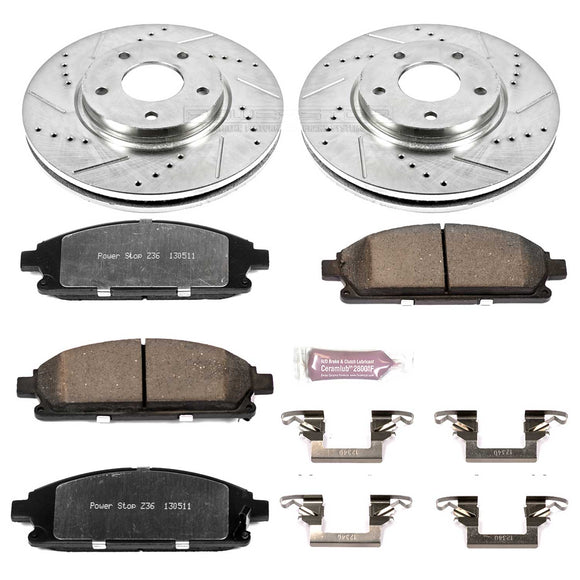 PowerStop Z36 Carbon-Fiber Ceramic Brake Pad and Drilled Slotted Rotor Kit