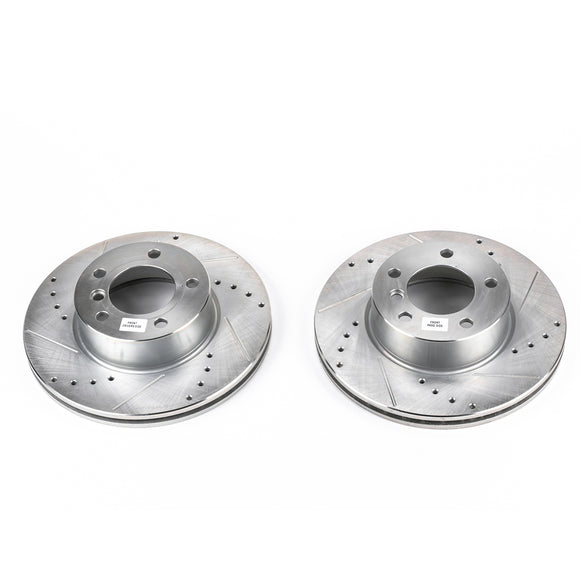 PowerStop Evolution Drilled Slotted Rotors Pair Front For BMW 325i