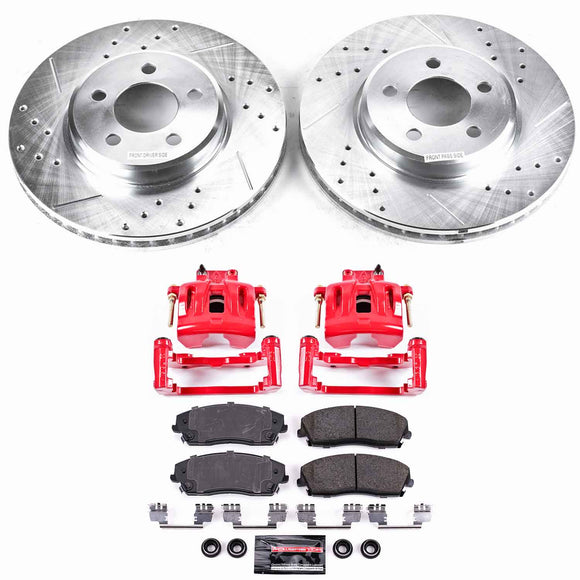 PowerStop Z23 Daily Driver Carbon-Fiber Ceramic Pads Drilled & Slotted Rotor & C