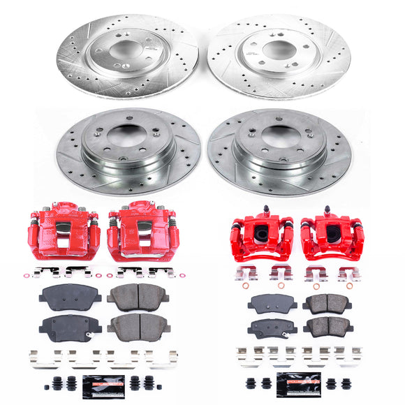 PowerStop Z23 Daily Driver Carbon-Fiber Ceramic Pads Drilled & Slotted Rotor & C