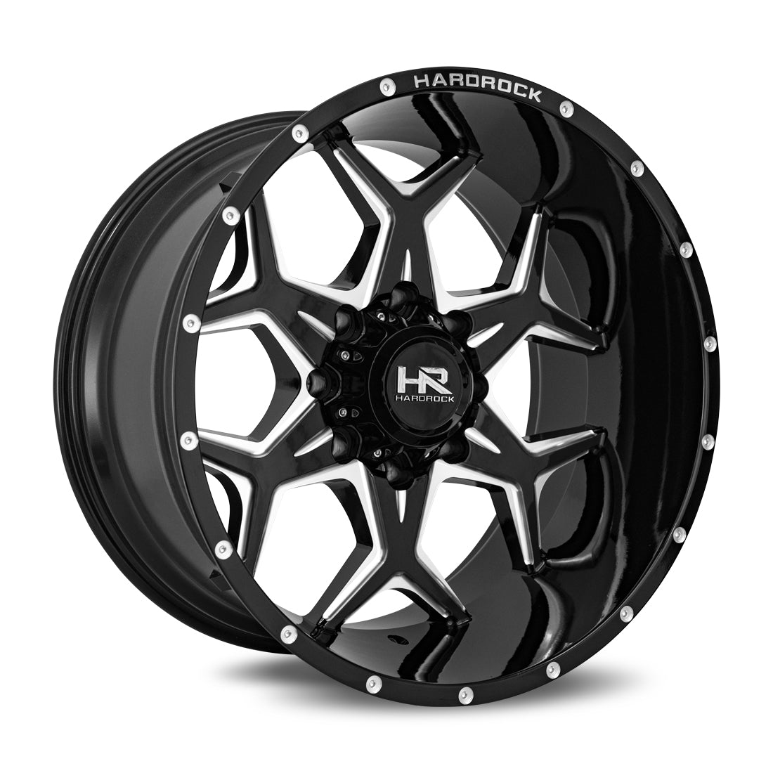 20x12 Hardrock Reckless Xposed Gloss Black Milled 8x165.1 ET-44 wheel/rim