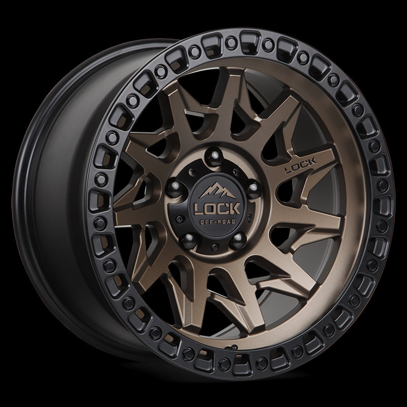 20x9 Lock Off-Road Lunatic Matte Bronze Black Ring 6x139.7 6x5.5 ET0 Wheel