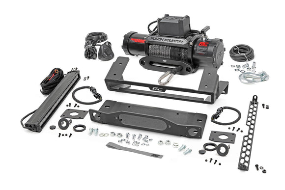 Rough Country 12000S High Winch Mount Kit With LED Light For Ford Bronco 21-25