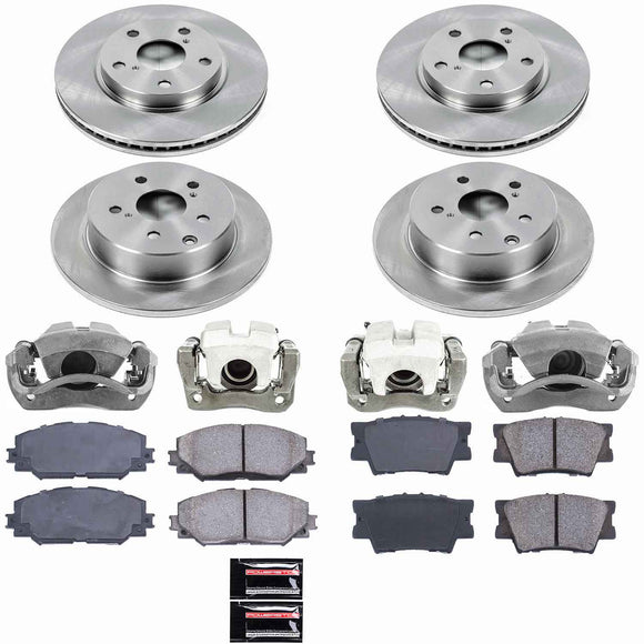 PowerStop OE Stock Replacement Low-Dust Ceramic Brake Pad, Rotor and Caliper Kit