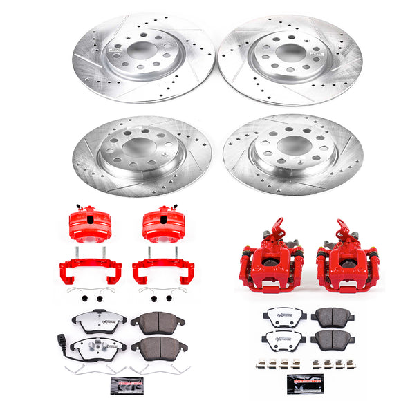 PowerStop Z26 Street Performance Ceramic Brake Pad, Drilled Slotted Rotor, and C