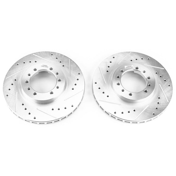 PowerStop Evolution Drilled Slotted Rotors Pair Front For Mitsubishi Montero