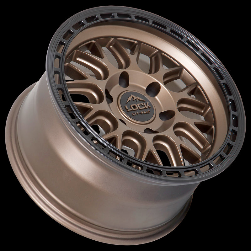 17x9 Lock Off-Road Onyx Matte Bronze W Matte Black Ring 6x139.7 ET-12 Wheel Rim