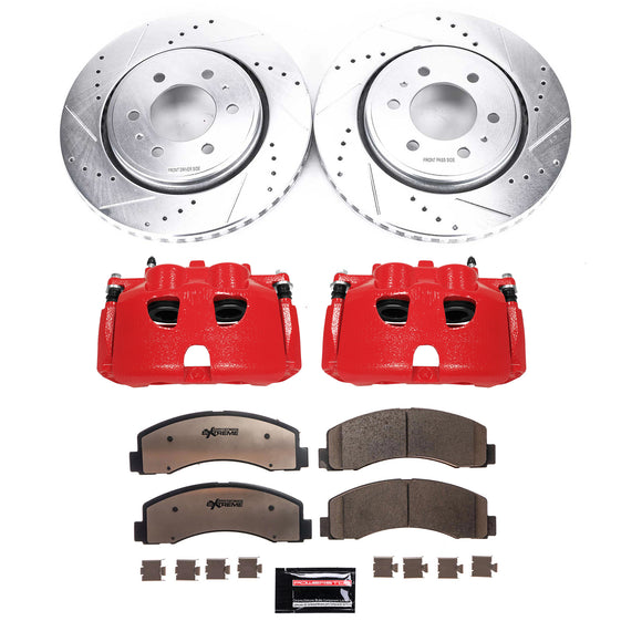 PowerStop Z36 Truck and SUV Ceramic Brake Pad, Drilled & Slotted Rotor, and Cali
