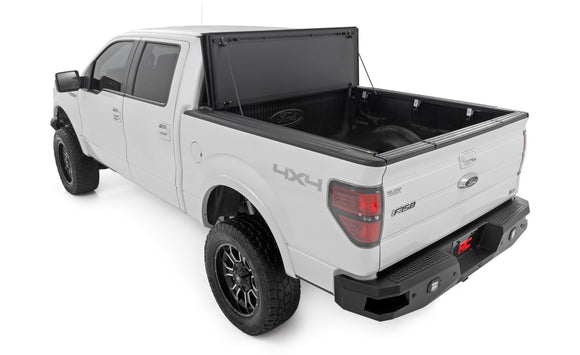 Rough Country Hard Tri-Fold Flip Up Bed Cover 5'7" For Ford F-150 04-14