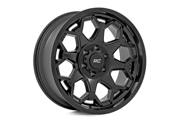 20x10 Rough Country 80 Series Semi Gloss Black Wheel 5x5 ET-25 CB