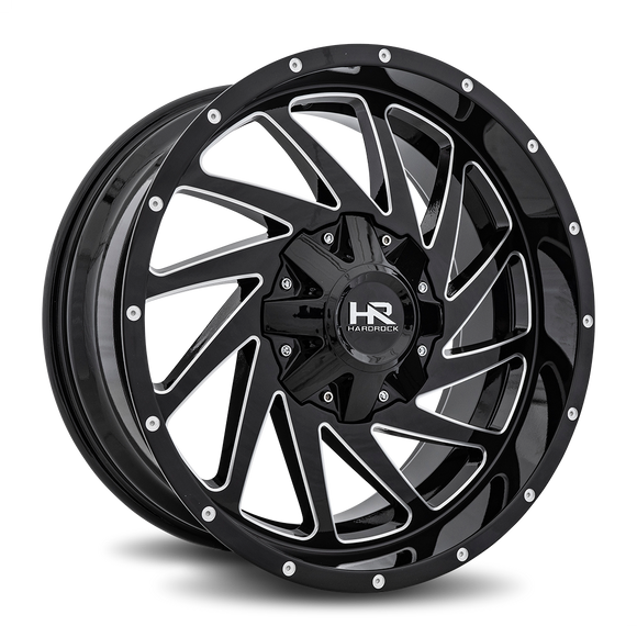 20x9 Hardrock Crusher Gloss Black Milled 6x120/139.7 ET0 wheel/rim