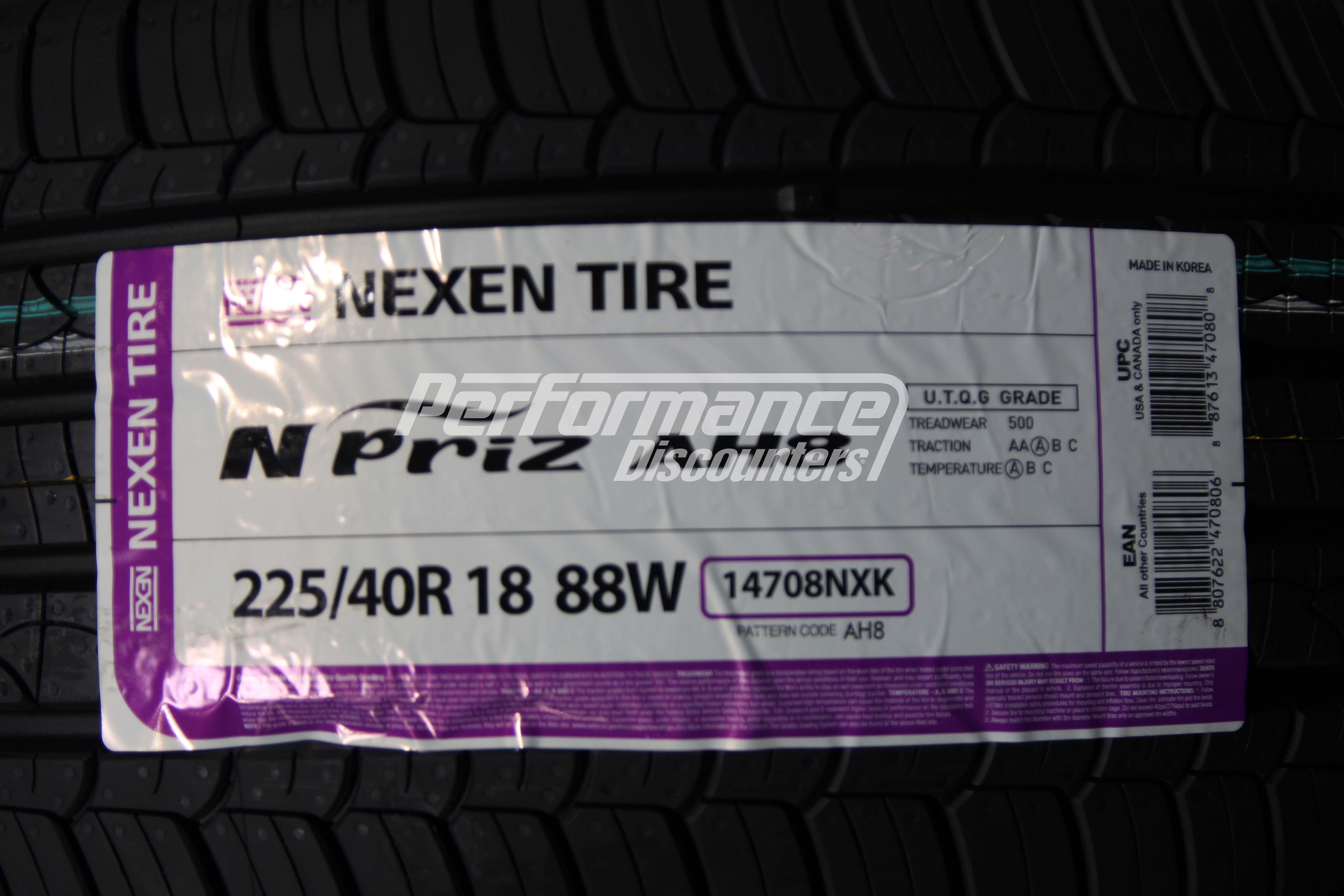 Nexen N Priz AH8 Tire(s) 225/40R18 88W SL 225/40-18 2254018