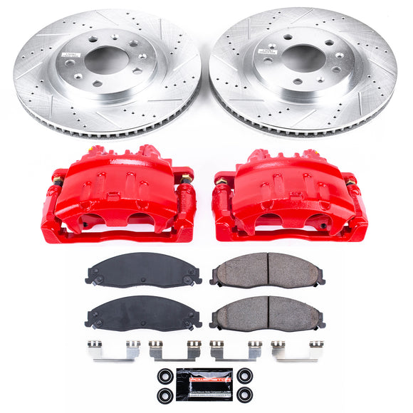 PowerStop Z23 Daily Driver Carbon-Fiber Ceramic Pads Drilled & Slotted Rotor & C