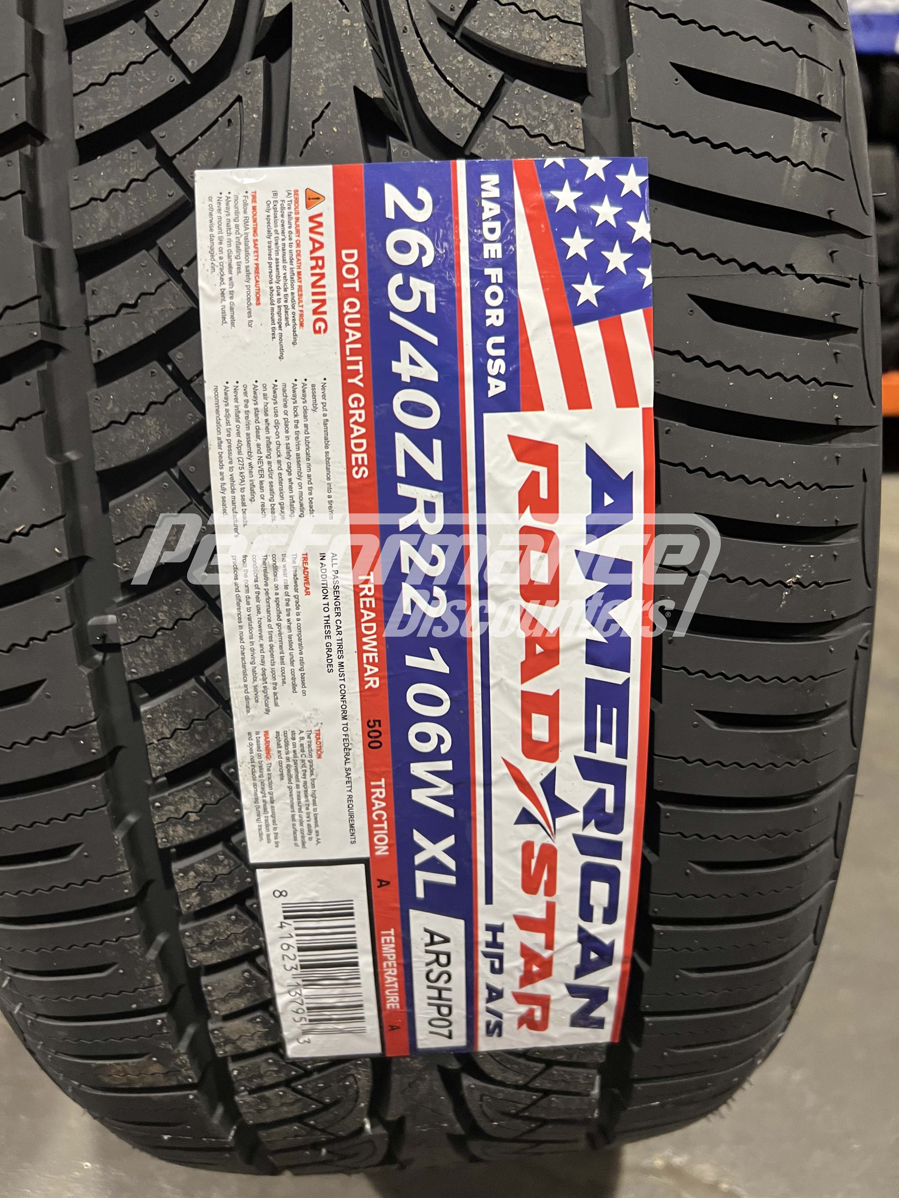 American Roadstar HP A/S Tire(s) 265/40R22 106W SL BSW 265 40 22 2654022