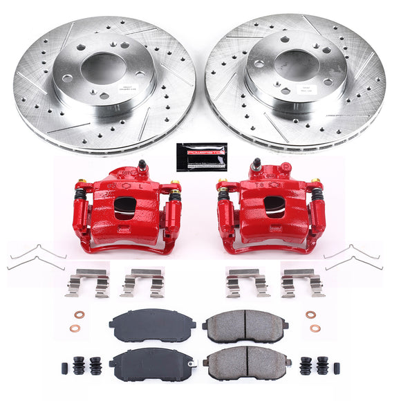 PowerStop Z23 Daily Driver Carbon-Fiber Ceramic Pads Drilled & Slotted Rotor & C