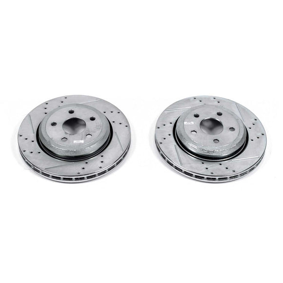 PowerStop Evolution Drilled Slotted Rotors Pair Rear For Jeep GrCherokee