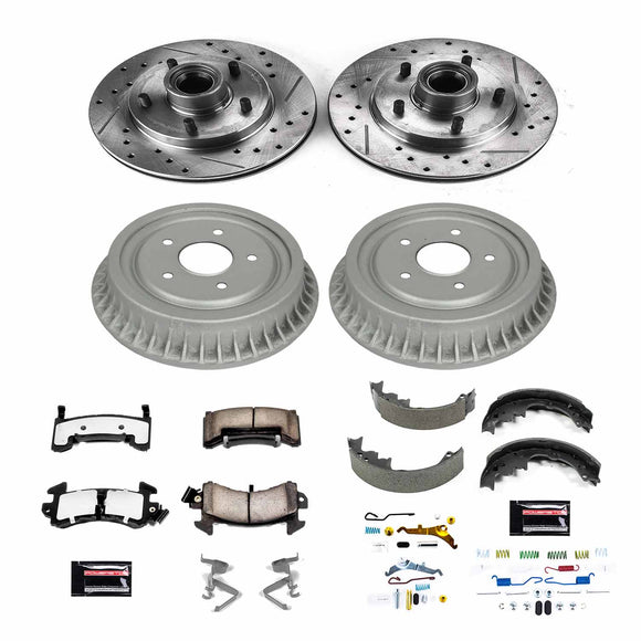 PowerStop Z36 Ceramic Brake Pads with Drilled Slotted Rotors and Drum Shoe Kit