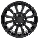 18" Replica Wheel CV35 Fits GMC Sierra Rim 18x8.5 Gloss Black Wheel