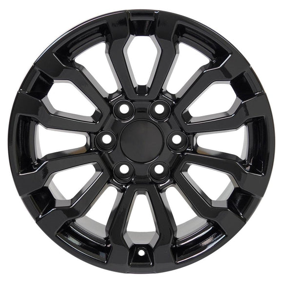 18" Replica Wheel CV35 Fits GMC Sierra Rim 18x8.5 Gloss Black Wheel