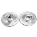 PowerStop Evolution Drilled Slotted Rotors Pair Front For Hyundai Equus