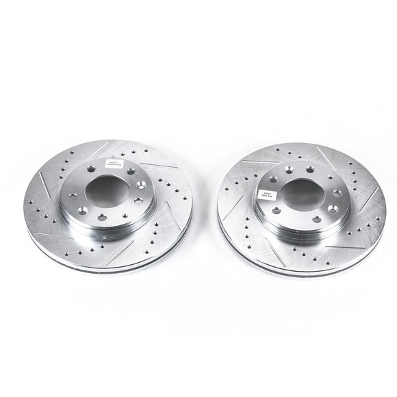 PowerStop Evolution Drilled Slotted Rotors Pair Front For Mazda 6