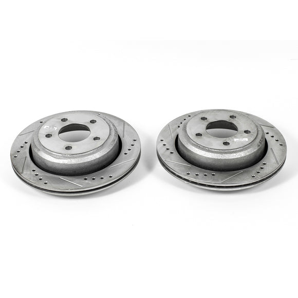 PowerStop Evolution Drilled Slotted Rotors Pair Rear For Mazda B2300