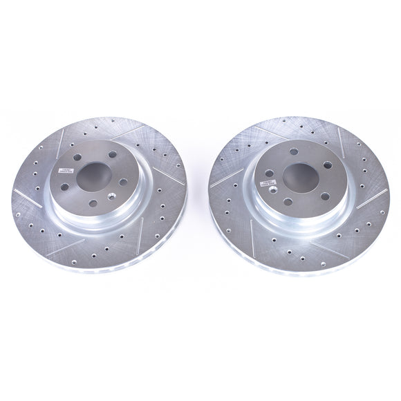 PowerStop Evolution Drilled Slotted Rotors Pair Front For Tesla S