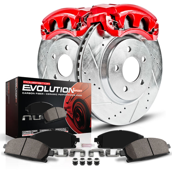 PowerStop Z23 Daily Driver Carbon-Fiber Ceramic Pads Drilled & Slotted Rotor & C