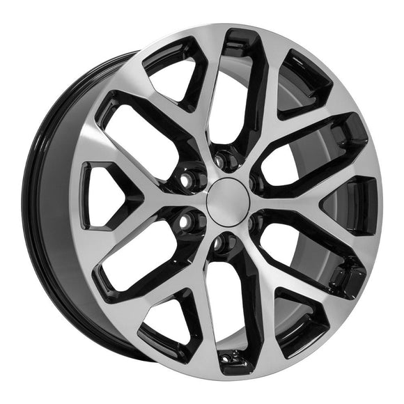 22" Replica CV98B fits Chevy Silverado 22x9 Black Machined