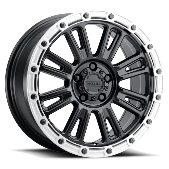 17x8.5 Raceline 956BS Black and Silver Lip 6x120 ET0 Wheel Rim