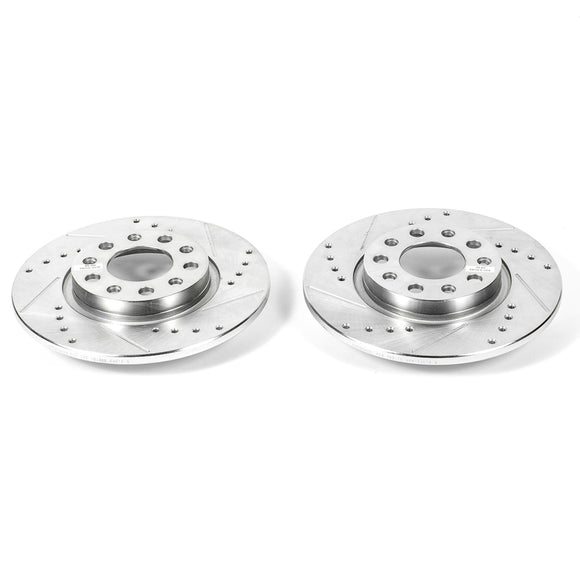 PowerStop Evolution Drilled Slotted Rotors Pair Rear For Jeep Cherokee