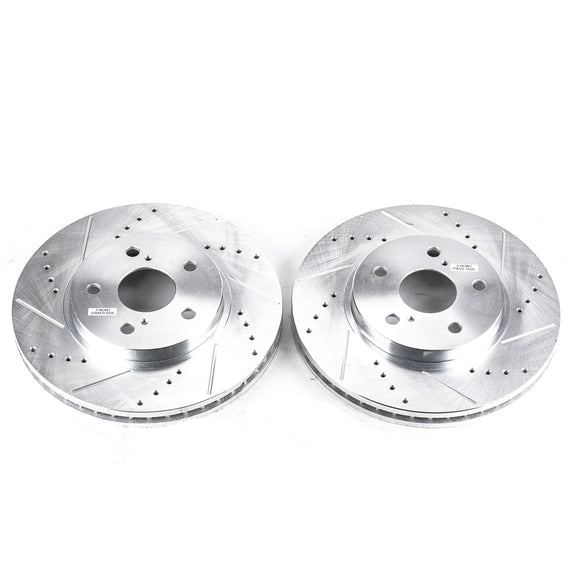 PowerStop Evolution Drilled Slotted Rotors Pair Front For Toyota Camry