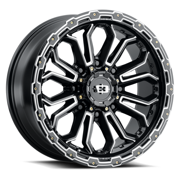 18x9 Vision 405 Korupt Gloss Black Milled Spoke Wheel 8x165.1 ET-12 CB125.2