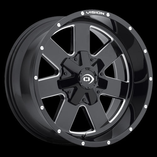 17x9 Vision 411 Arc Gloss Black Milled Spoke 5x127 5x5 ET-12 Wheel Rim