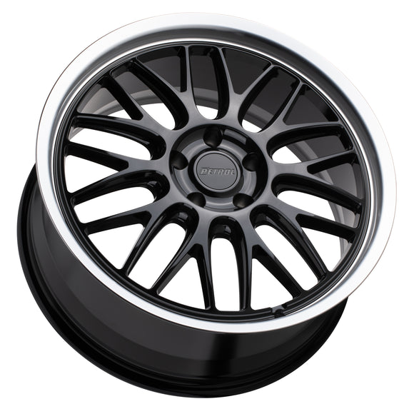 19x8 Petrol P4C Gloss Black With Machined Lip 5x115 ET40 CB76.1 Wheel Rim