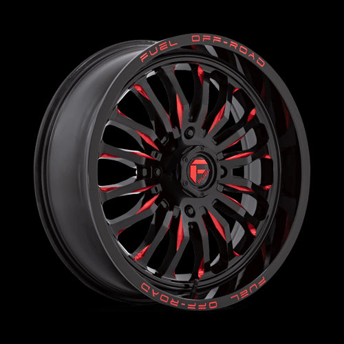 20X7 Fuel UTV D822 ARC UTV Gloss Black Milled Red 4X137 ET13 Wheel Rim - 0