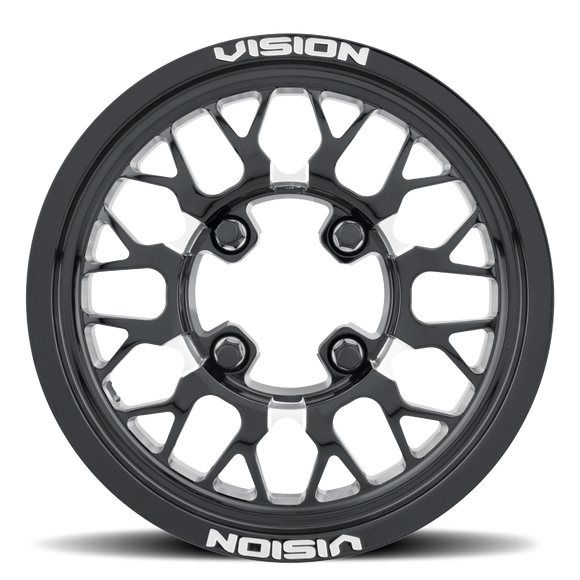 15X10 Vision Storm Gloss Black Milled Spoke 4x136 ET0 Wheel Rim