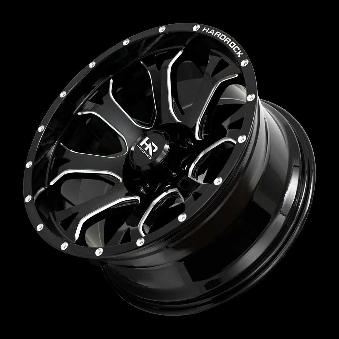 20x12 Hardrock BloodShot Xposed Gloss Black Milled 6x135 ET-44 wheel/rim