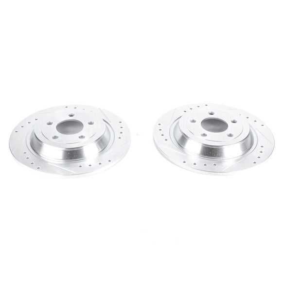 PowerStop Evolution Drilled Slotted Rotors Pair Rear For Ford Mustang